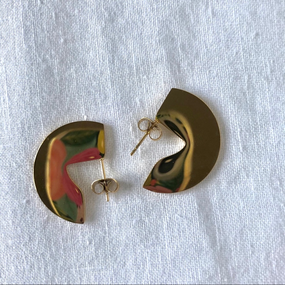 Semi-circle 18k gold Earrings
